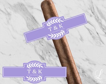 18pcs - Bulk Custom Cigar Band Labels - Monogram Wedding Cigar Band Labels Stickers - Wedding DIY Cigar Band - Wedding Cigar Bar Favors