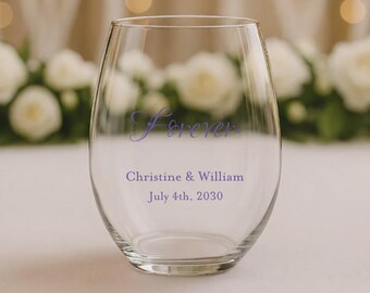 24pcs Personalized Stemless Wine Glasses - Forever - Wedding Favors - WS889