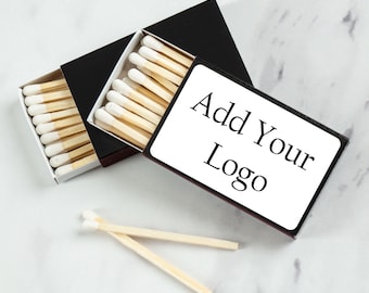 Custom BULK Wedding Matches - Add Your Logo - Promotional Products - DIY Custom Wedding Party Favors - Black Match Boxes Sold in 50pcs