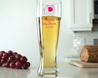 24 pcs - Personalized 16 oz. Pilsner Glass - Welcome Little One - Unique Personalized Pilsner Beer Glass - Cute Baby Shower Favors - DGN168