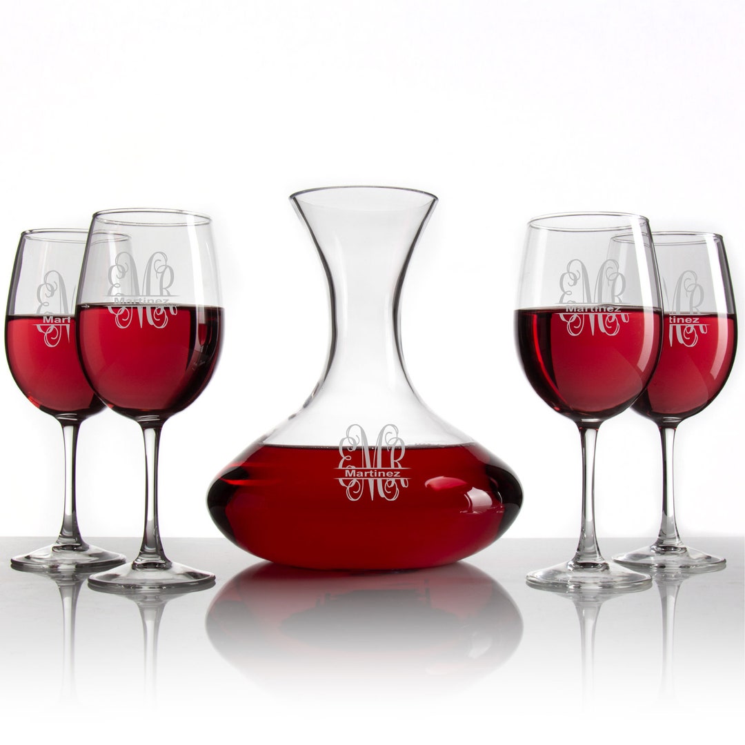 Aerating Wine Decanter With Optional Wine Glasses Split Script Wedding Gifts for Couples Luxury ...