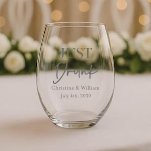 24pcs Personalized Stemless Wine Glasses - Just Drunk - Wedding Favors - WS821