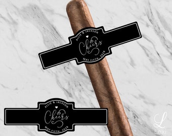 18pcs - Bulk Custom Cigar Band Labels - Custom Cheers Wedding Cigar Band Labels Stickers - Wedding DIY Cigar Band - Wedding Cigar Bar Label