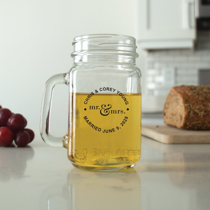 24 Pcs Personalized Mason Jar Mr and Mrs Circle Unique Etsy