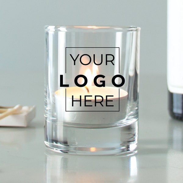 Custom Votive Holder - Add Your Logo Design Brand - Personalized Candle Votive Holder Table Top Decoration Weddings and Events - 24 pcs