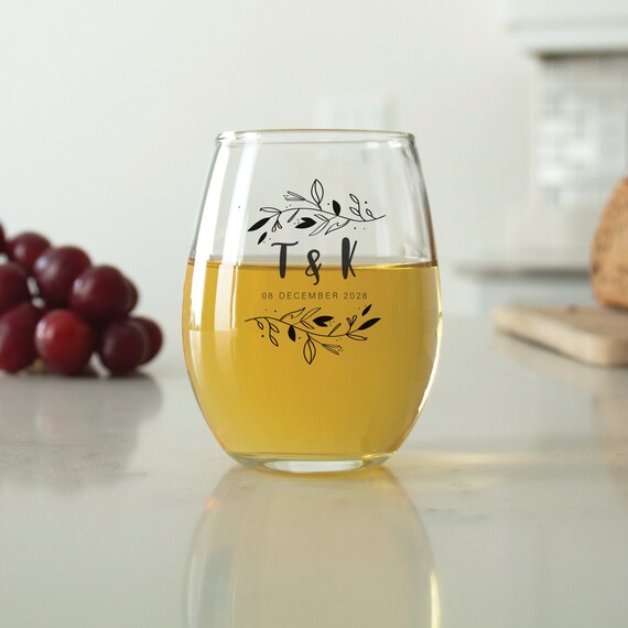 24 Pcs - Personalized 9 Oz. Stemless Wine Glass - Custom Wedding Favor  Glasses-unique Personalized Stemless Wine Glass-wedding Favors-dgn209 - Etsy