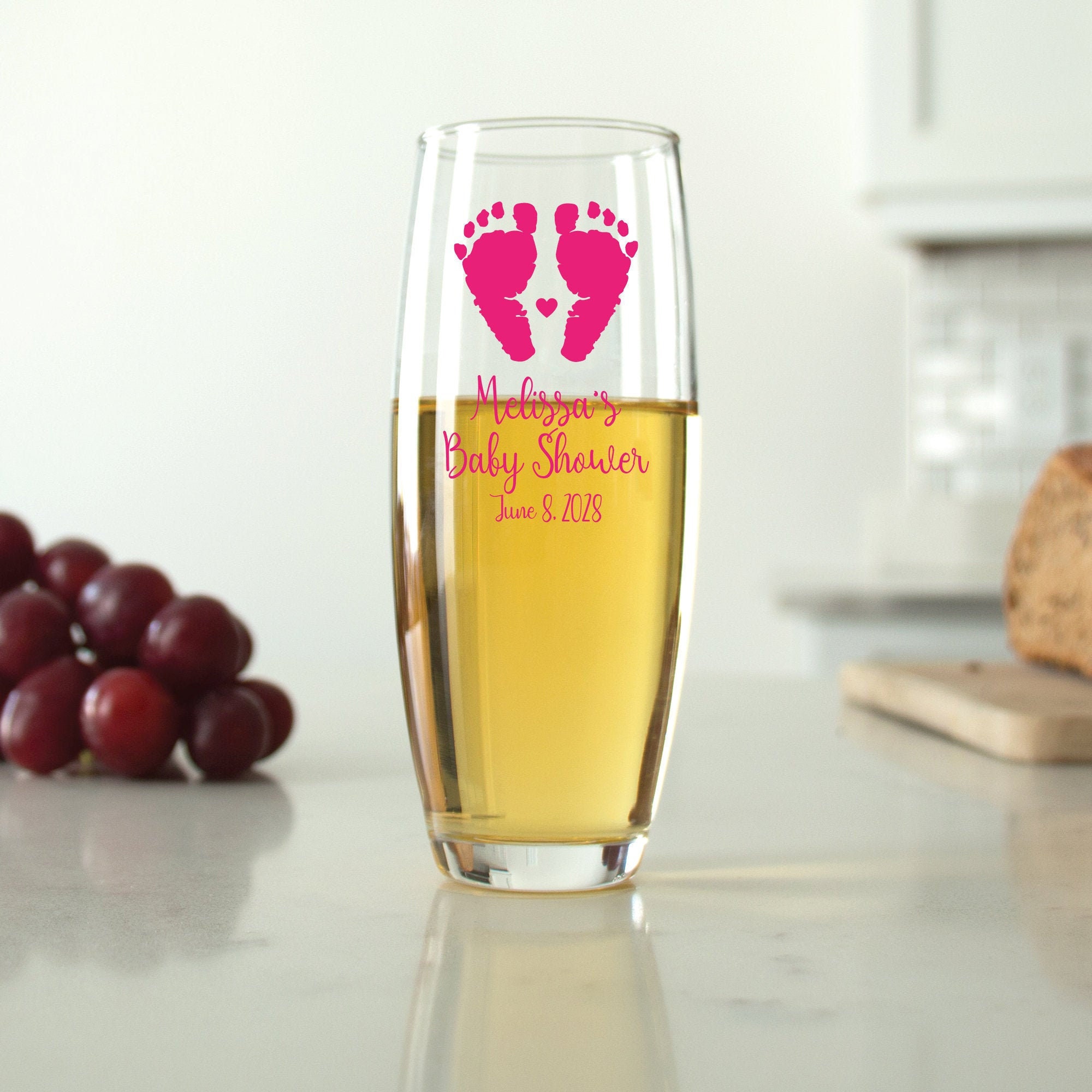 Baby Shower Favors Baby Feet Gift Ideas Unique Stemless Champagne Flute DGN196 Personalized Stemless Champagne Flutes 24 pcs