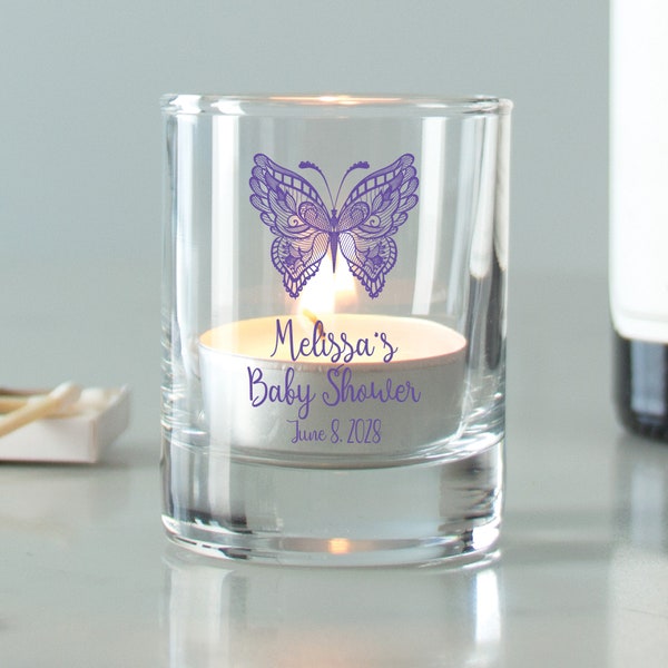 24 pcs - Personalized Votive Holder - Butterfly Design - Unique Personalized Candle Votive Holder -Baby Shower Favors - Baby Gifts - DGN257