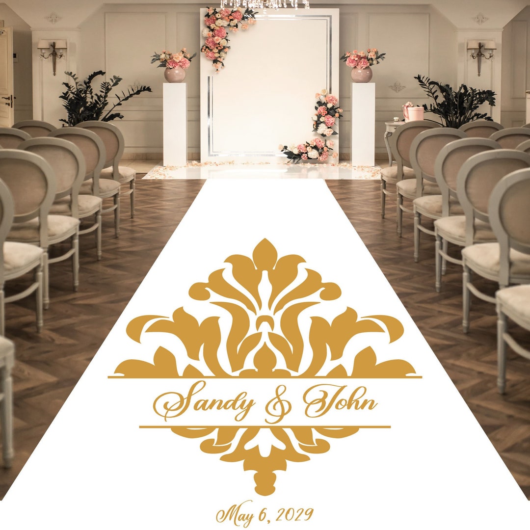 Personalized Wedding Aisle Runners Wedding Elegant Damask Design Names