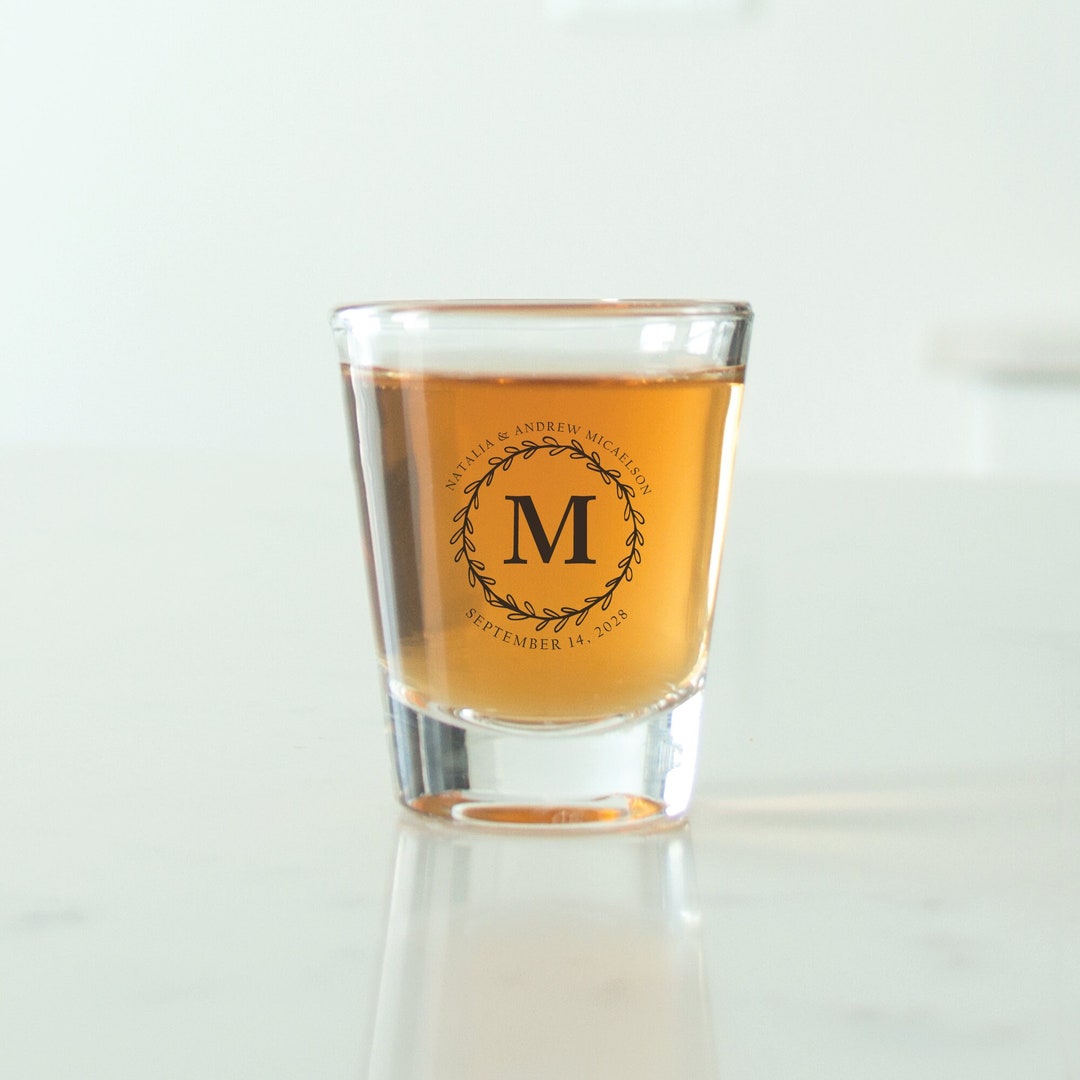 Initial Glass 24 Pcs - Personalized Shot Glass - Monogram Initial Wedding Favors ...
