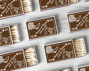 50pcs - Cowboy Boots Theme Wedding Favor Match Boxes