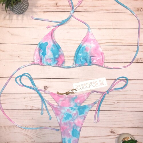 Tie Dye Bikini Bottom Pink & Baby Blue main image 0