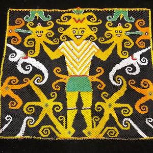 Old Baby Carrier panel de cuentas de Kayan kenyah Dayak Belaga Sarawak.