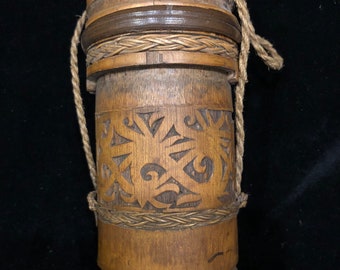 Old Traditional Dayak bamboo tobacco container /cigarette box from Sarawak Borneo.