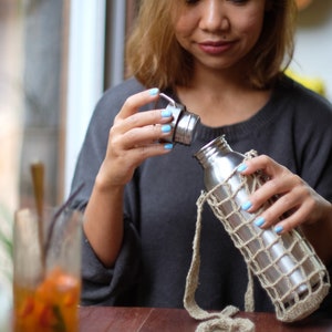 Zero Waste /Bottle Holder /Water Bottle Holder /Rustic Crochet water Bottle Bag / Water bottle Holder /Crochet Bottle Holder /