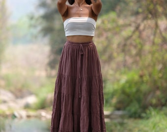 Bohemian Cotton Skirts | Elastic waist Skirts | Resort wear | Summer Outfits | Earthy Clothing | Gypsy Style |