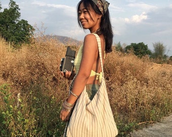 Linen Crossbody Hobo Bag: Boho Summer Messenger