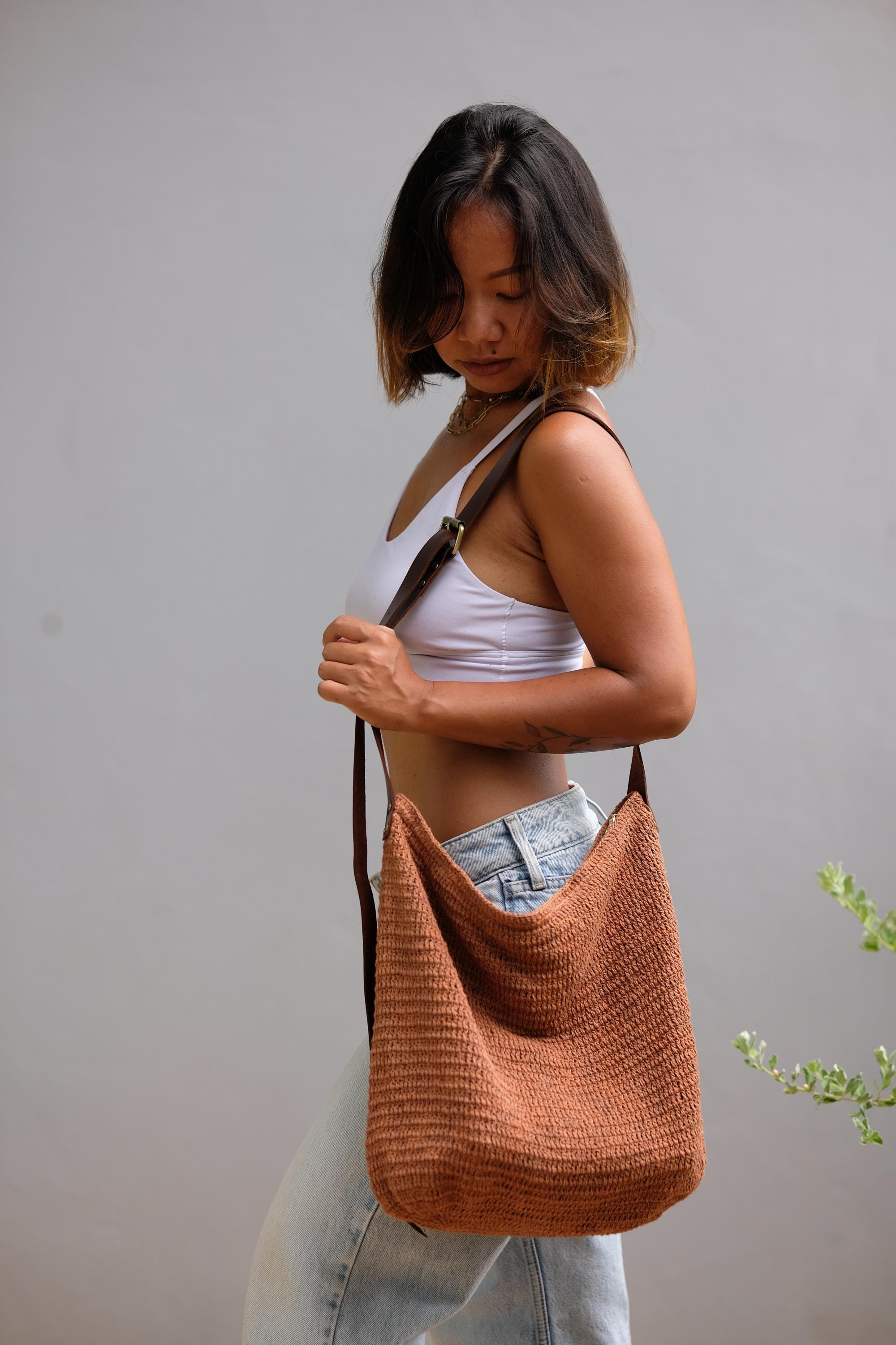 Hemp Crochet Crossbody Bag