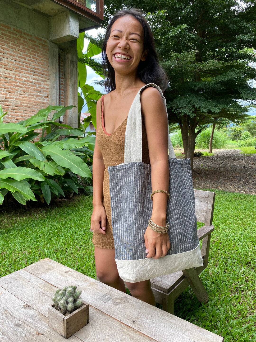 Linen Shopper Bag Tote / Market Bag / Beach Bag / Handbags / Etsy