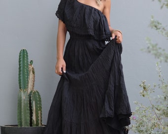 boho black long dress