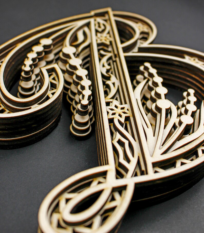 Download Multilayer Letter Laser Cut DXF Letter B DXF Alphabet ...