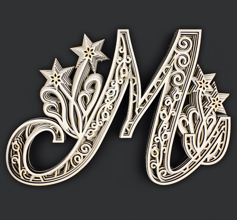 Download Multilayer Letter Laser Cut DXF Letter M DXF Alphabet ...