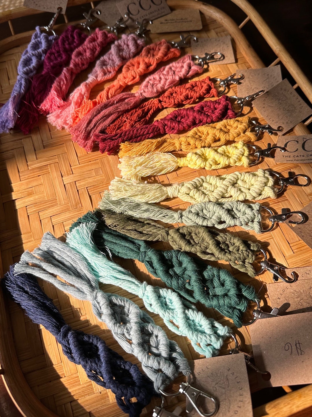 Handmade Macrame Keychain String Cotton Keychains Etsy