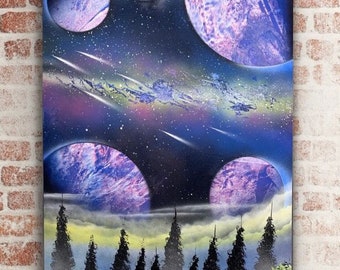 Galaxy Trees Spray Paint Art