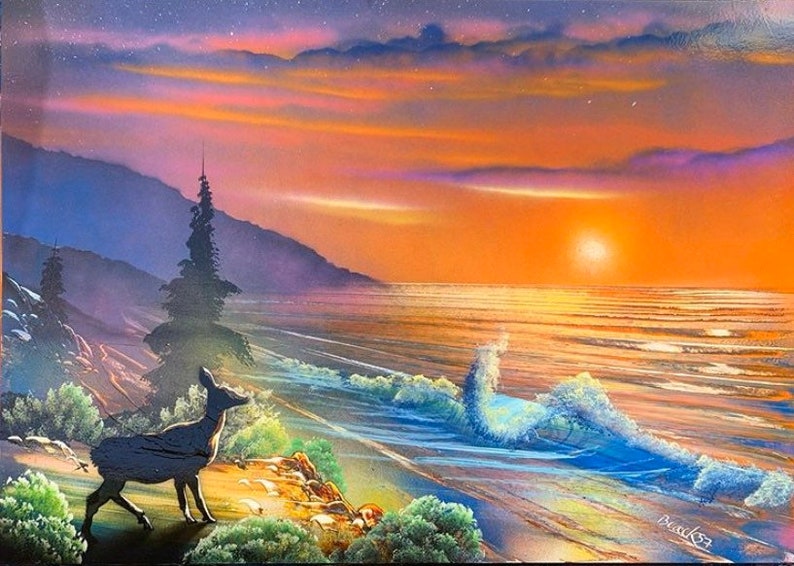 Deer by the Beach Spray Paint Art - Etsy