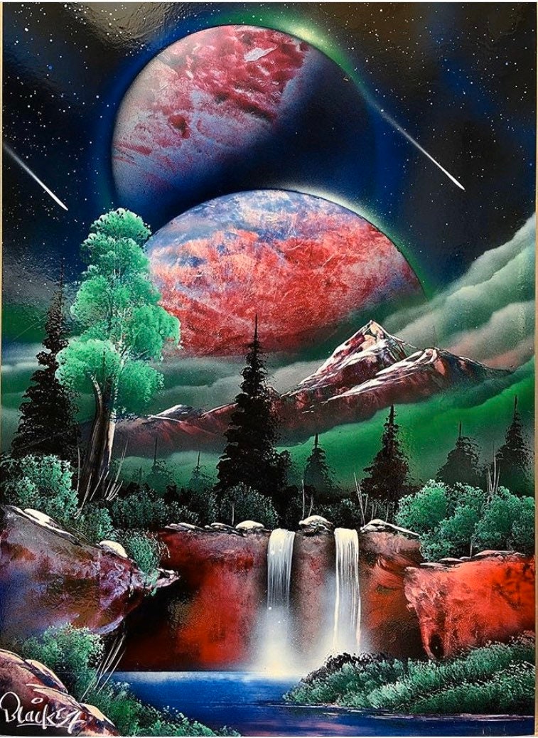 Pink Moon - Spray Paint Art