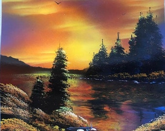Sunset Lake - Spray Paint Art