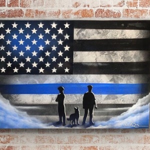 Police Flag Spray Paint Art