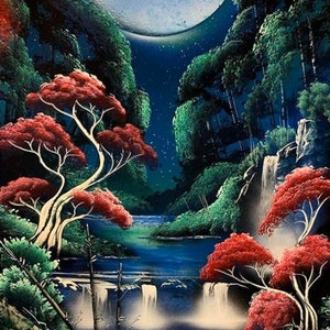 Cherry Blossom Moon - Spray Paint Art