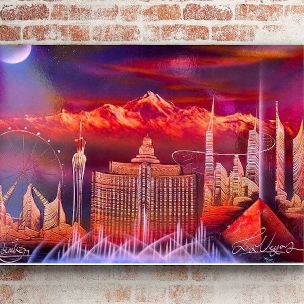 Las Vegas Skyline Spray Paint Art