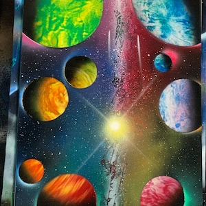 Galaxy Space Spray Paint Art / Galaxy Art / Planets and Stars/ Space Painting / Spray Paint Art / Space Art / NASA / Wall Art / Galaxy