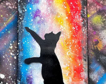 Handmade 5x7 UV Spray Paint Art On Canvas