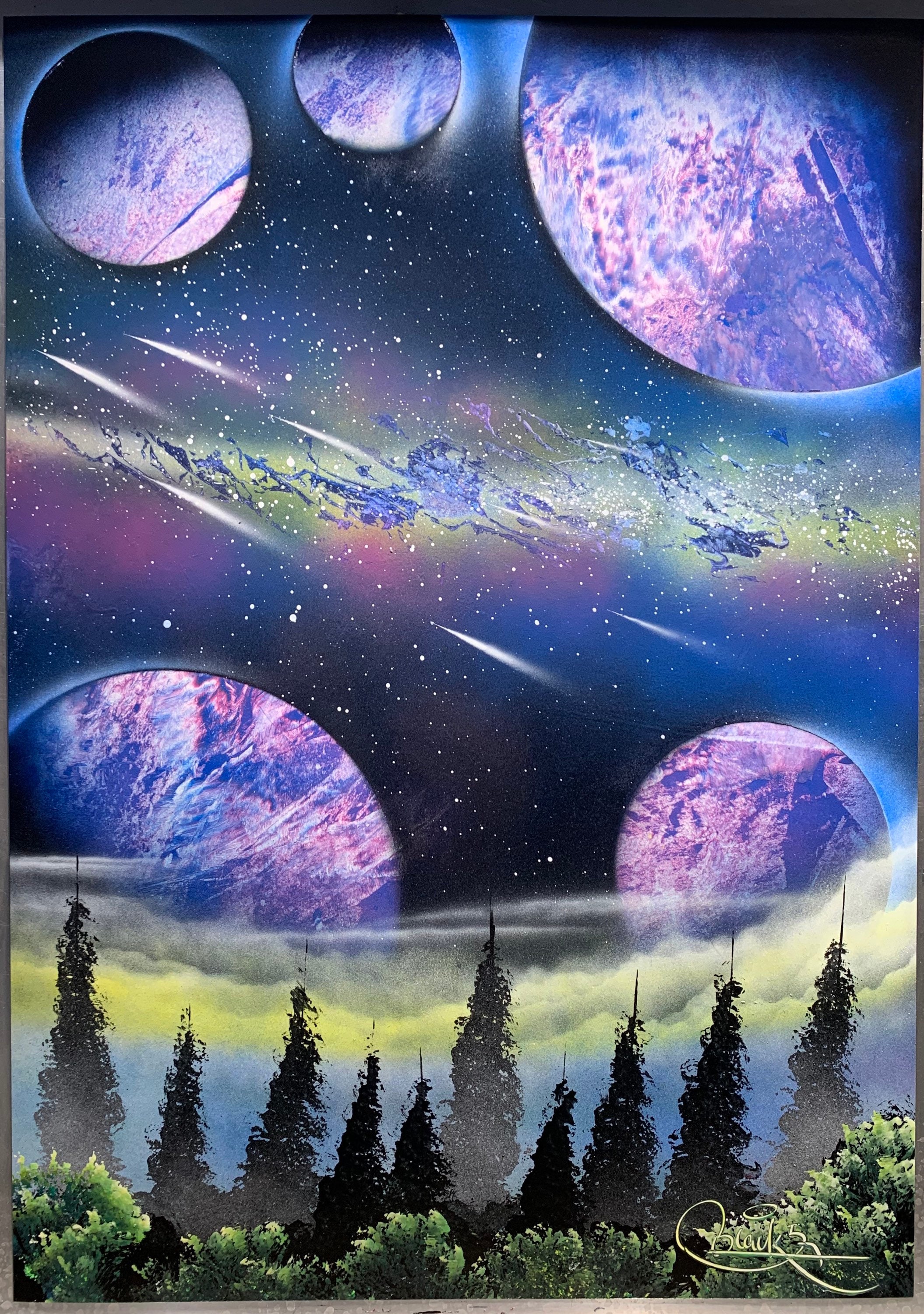 Galaxy Trees Spray Paint Art - Etsy