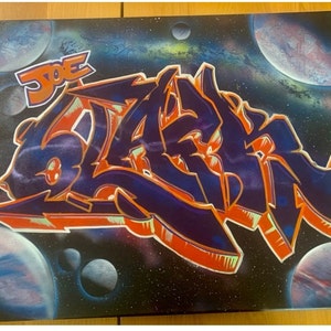 Custom Painted Graffiti Art Canvas / Personalized Name / Spray Paint/ Acrylic Markers / 16 x 20 Canvas/ Wall Art / Graffiti/ Decor