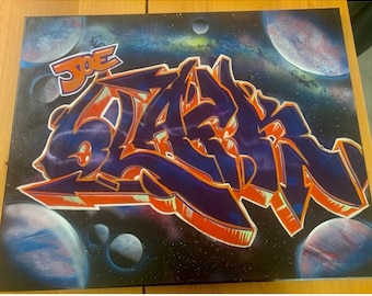 Custom Graffiti Art Canvas, Personalized Name Painting (16x20)