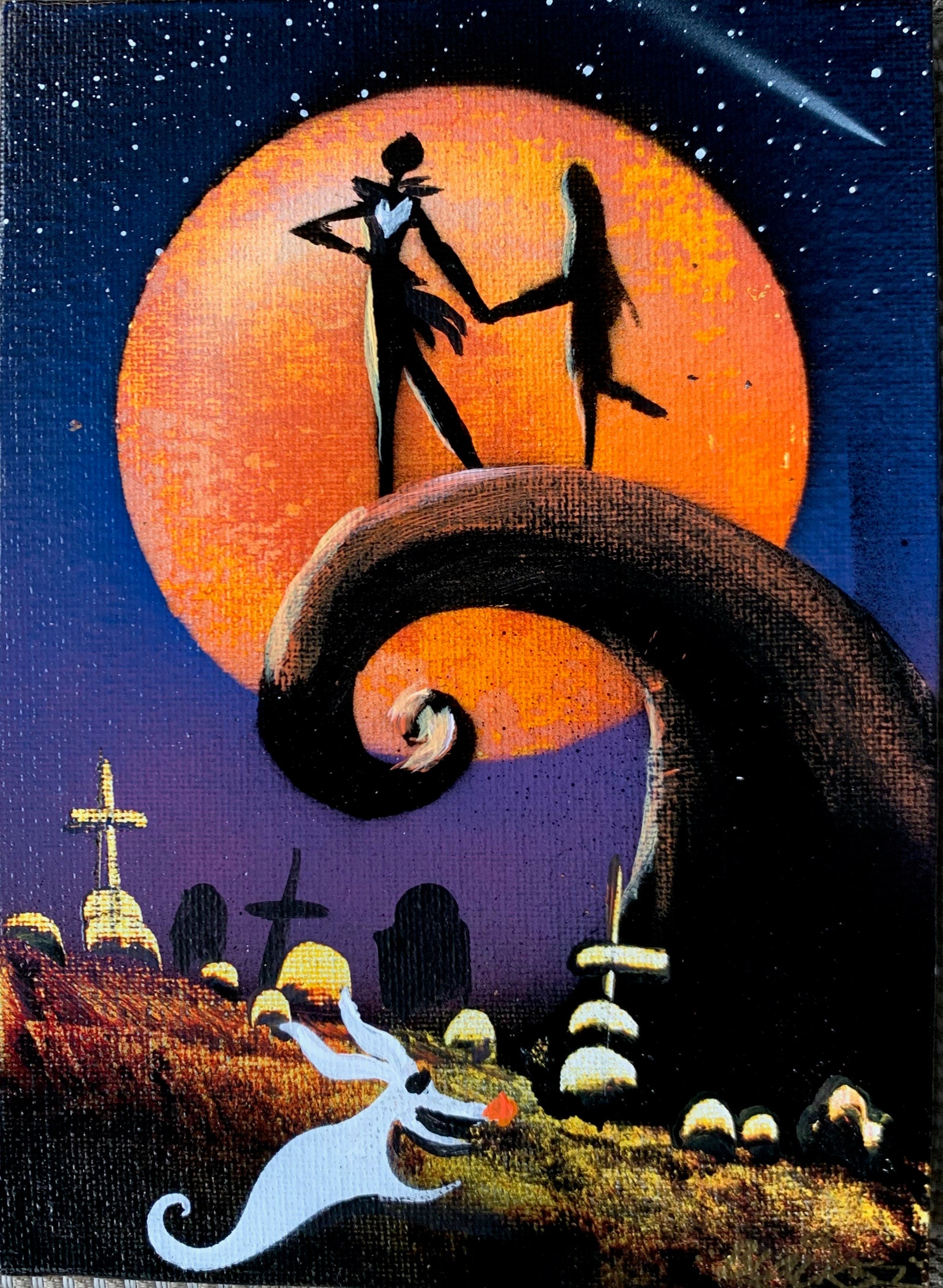 Nightmare Before Christmas Painting On 5x7 Canvas Board / | Etsy