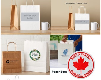 Custom Kraft Paper Bags || Color logo Handled Paper Bag with your brand Logo || Thick Sturdy Kraft Bag || Celebrations Gifts Bag