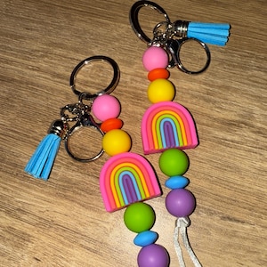 RAINBOW COLORFUL Keychains // Rainbow Keychain // Gifts for Kids // Backpack Charms // Purse Charms // Rainbow Accessories // Gifts for Her