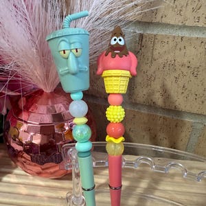 SpongeBob Character Pen: Handmade Beaded Office Supply