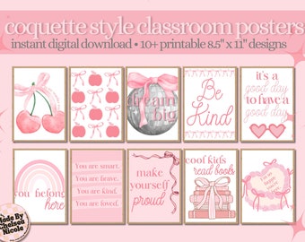 COQUETTE CLASSROOM POSTERS // Cute Classroom Posters // Inspirational Posters // Positive Mindset Posters // Coquette Style Posters