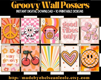 RETRO GROOVY Posters // Retro Style Posters // Groovy Decor // Retro Decor // Printable Wall Art // Dorm Decor // Stay Groovy