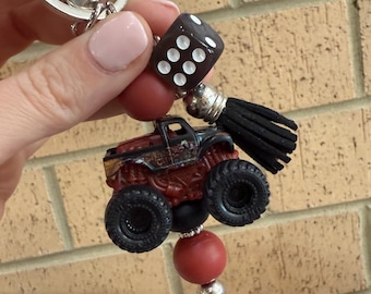 Monster Truck Keychain // Backpack Charm for Him