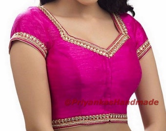 hot pink short sleeve blouse