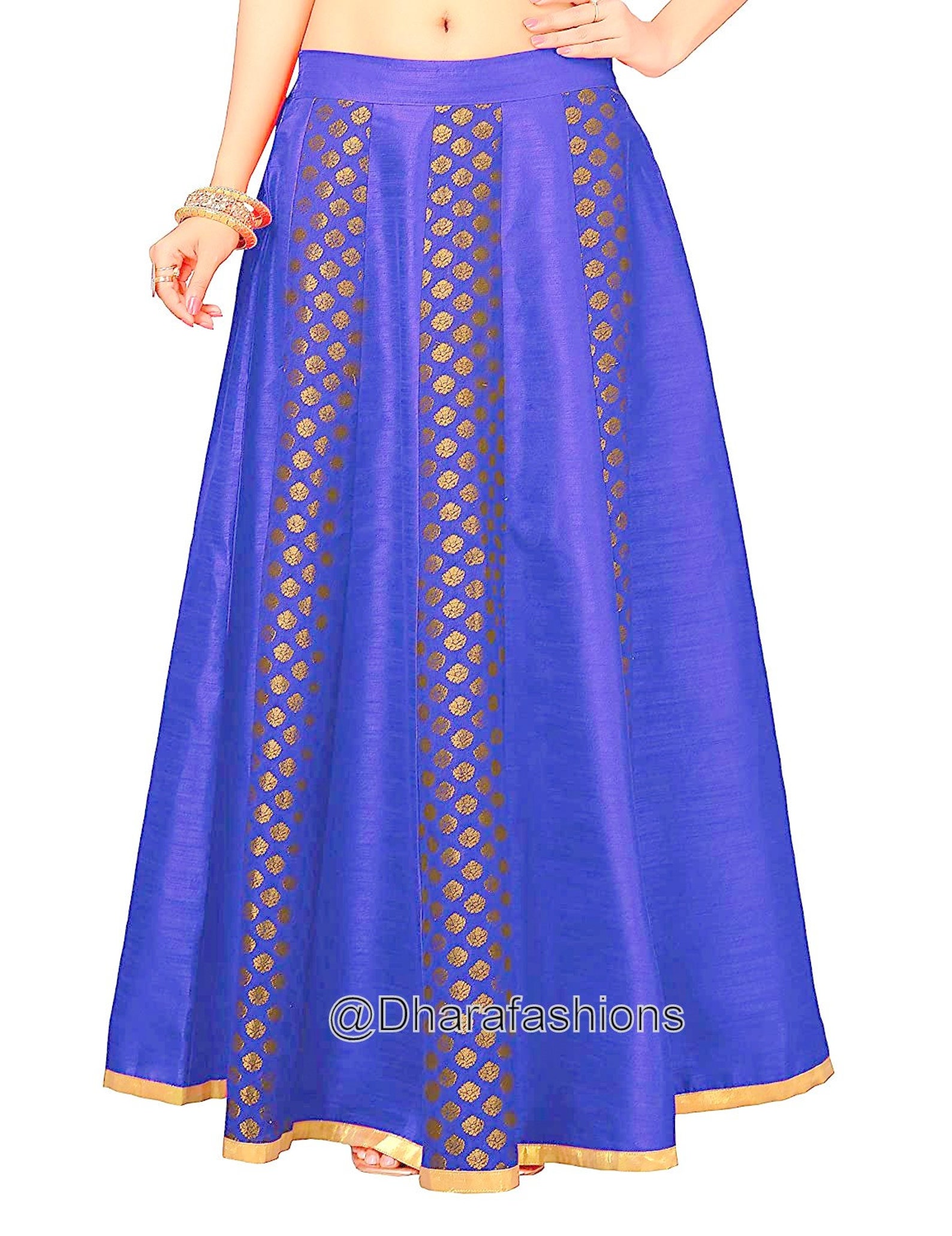 Indian Long Skirt Bollywood Skirt Designer Blue Chanderi & | Etsy