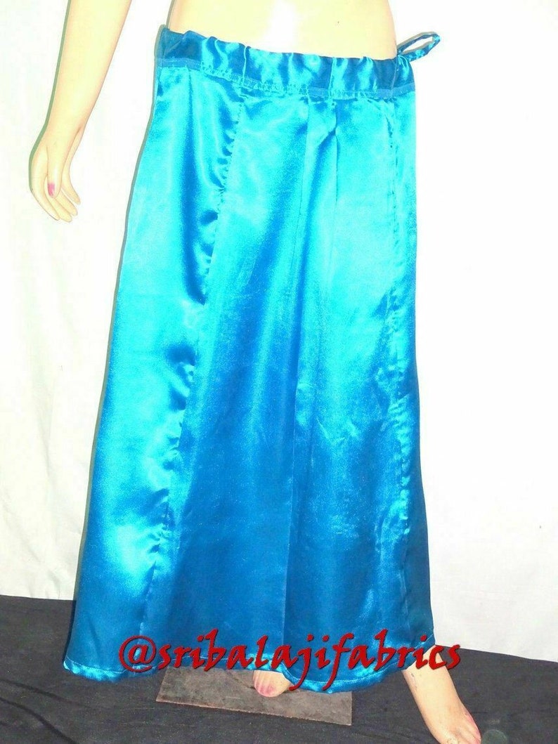 Indian Saree Petticoat Bollywood Petticoat SareePetticoat Underskirt Lining InSkirt Light Blue Satin Stitched Sari Petticoat