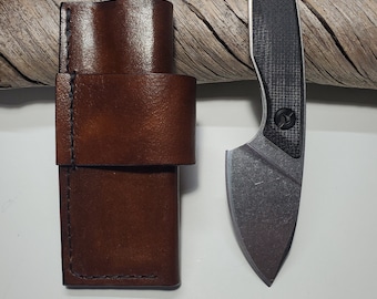 Custom leather Scout carry sheath for the Gerber Stowe